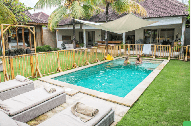 Pool fencing at Sahana Villas