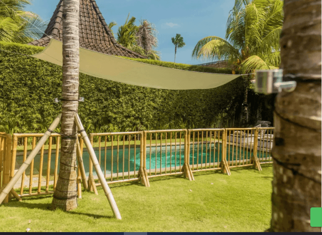Sun sail over the pool